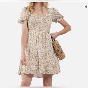 NWOT Mine Orange and cream floral baby doll dress